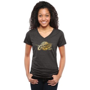 Cleveland Cavaliers Gold Collection V-Neck Tri-Blend T-Shirt - Black - Women's