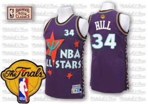 Cleveland Cavaliers Authentic Purple Tyrone Hill 1995 All Star Throwback 2017 The Finals Patch Jersey - Men's