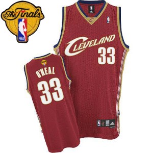 Adidas Cleveland Cavaliers Authentic Red Shaquille O'Neal Throwback 2016 The Finals Patch Jersey - Men's