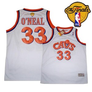 Cleveland Cavaliers Authentic White Shaquille O'Neal CAVS Throwback 2016 The Finals Patch Jersey - Men's
